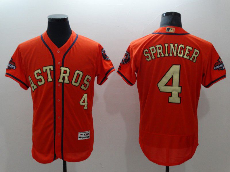Men Houston Astros 4 Springer Orange Elite Champion Edition MLB Jerseys